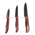 Ceramic Knives, Set of 3pcs Black Blade in Wooden Handle